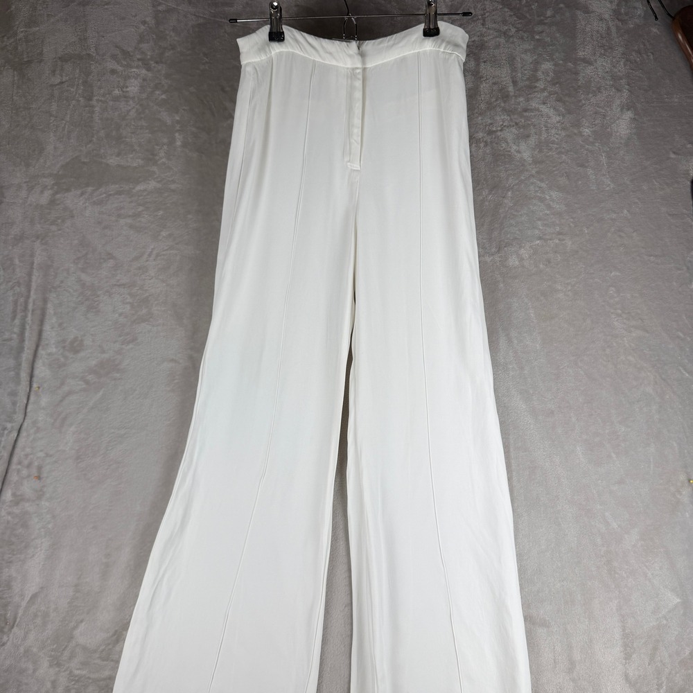 Elliatt Womens White Wide Leg High Rise Pintuck Trousers Pants Size M